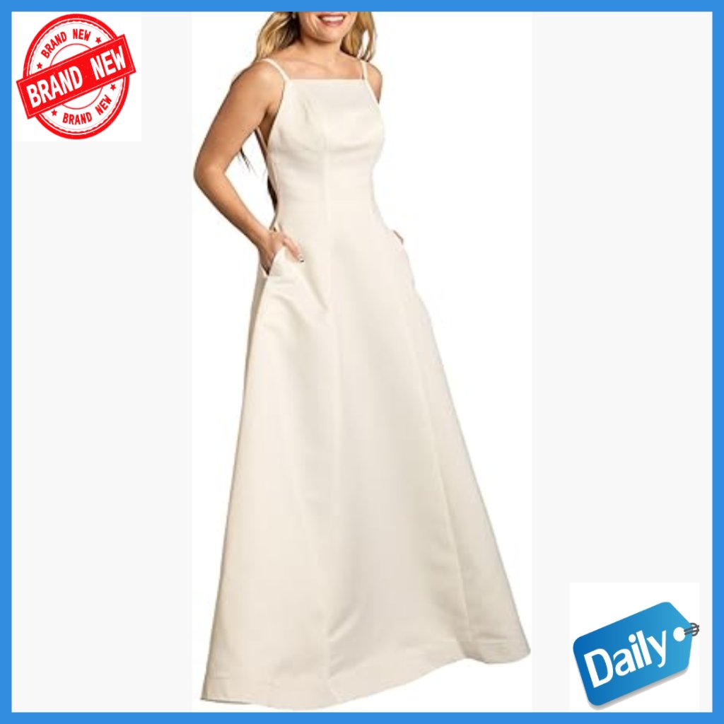 Satin A-Line Open Back Wedding Dress With Zipper Closure